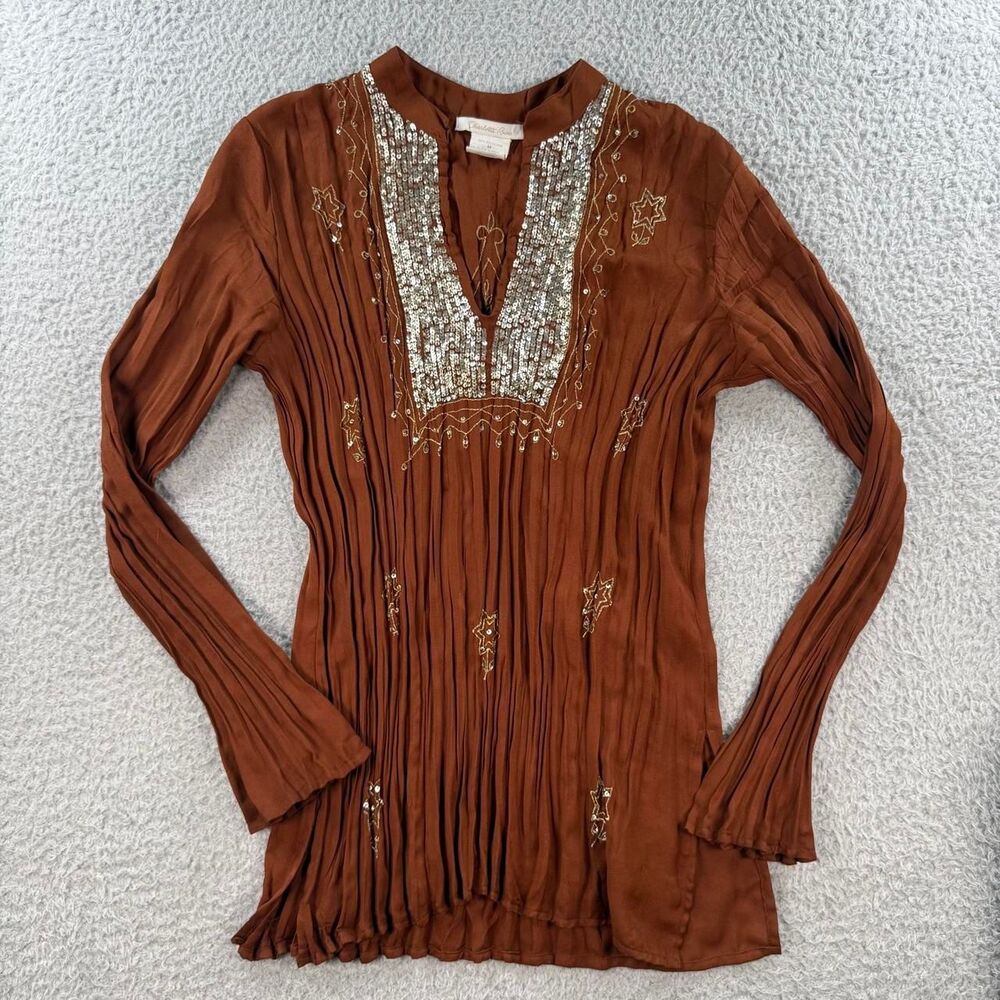 Charlotte-russe Women's Brown and Orange Blouse